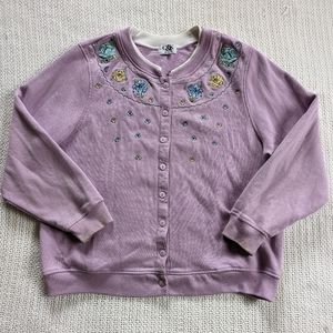 VTG Womens C & K Designs Fleece Cardigan Sweater Lavender Women's Plus Size 1X